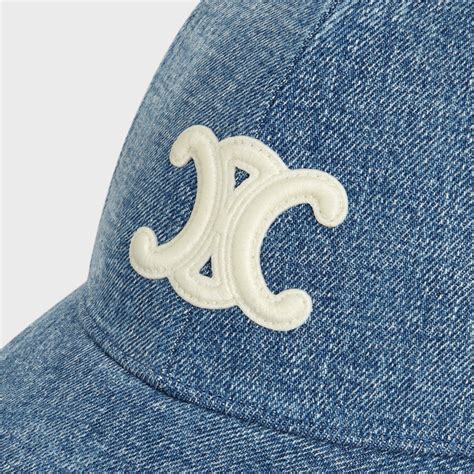 celine denim triomphe cap|TRIOMPHE BASEBALL CAP IN DENIM UNION WASH .